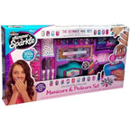 Shimmer N Sparkle Salon Style Manicure & Pedicure Kit with Real Nail Dryer, Soak, Polish and Decorate Accessories for Fun At Home Nail Art and Spa Play