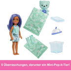 Barbie Chelsea Pop Reveal Bubble Tea Series Set with Themed Package & 5 Surprises Including Scented Small Doll & Pop-It Pet (