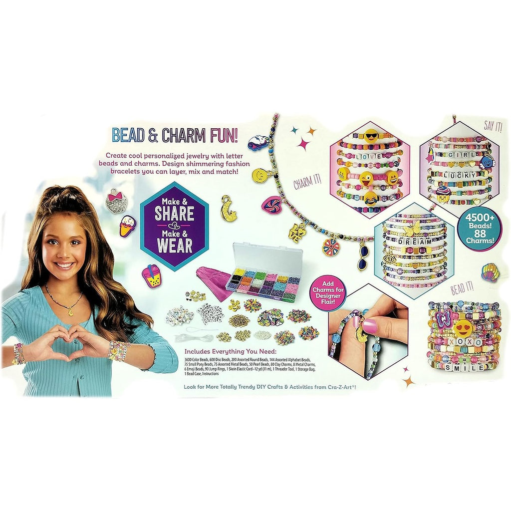 Shimmer 'N Sparkle Bead Mania Friendship Studio, DIY Bracelet Making Kit with Storage Bag, Beads, Charms, Elastic Cord