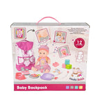 VDORA 14" Baby Doll with Care Backpack Set - Drinks Water, Urinates & 12 Sounds