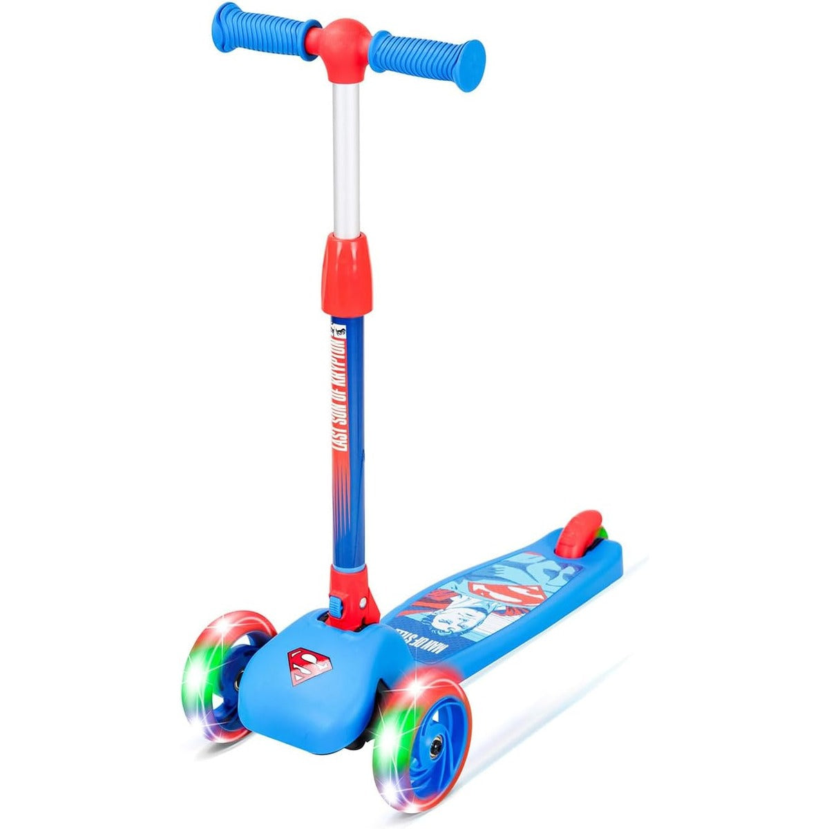 Spartan 3-Wheel LED Folding Scooter - Official Character Graphics, Tri-Color LED Wheels, Adjustable Handlebar