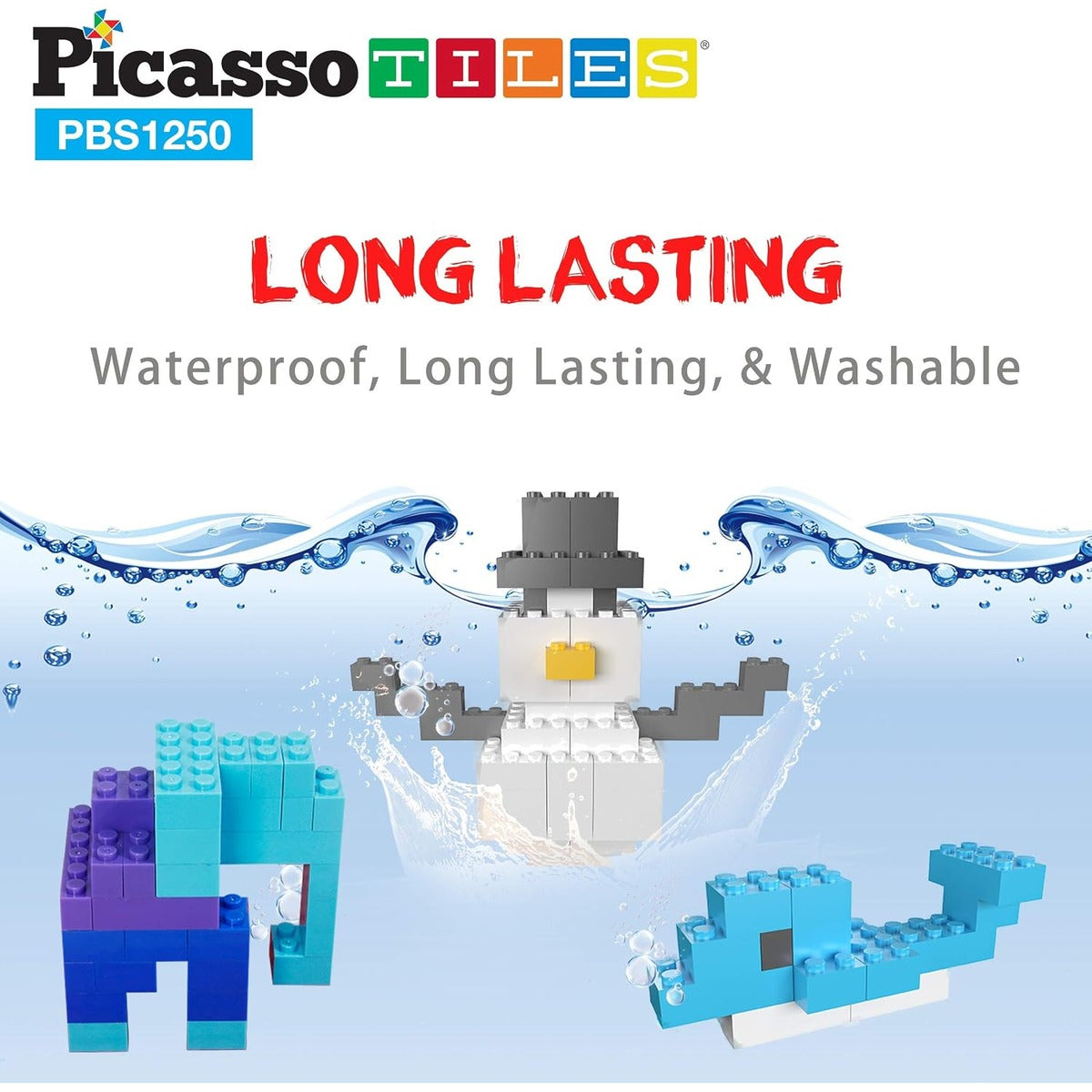 PicassoTiles 1250 PCs Educational Building Block Tiles Set Creative Shapes to Enhance Imaginative Play Unique Set to Characters and Numbers Learning STEM Toys Washable for Learning Education Ages 3+