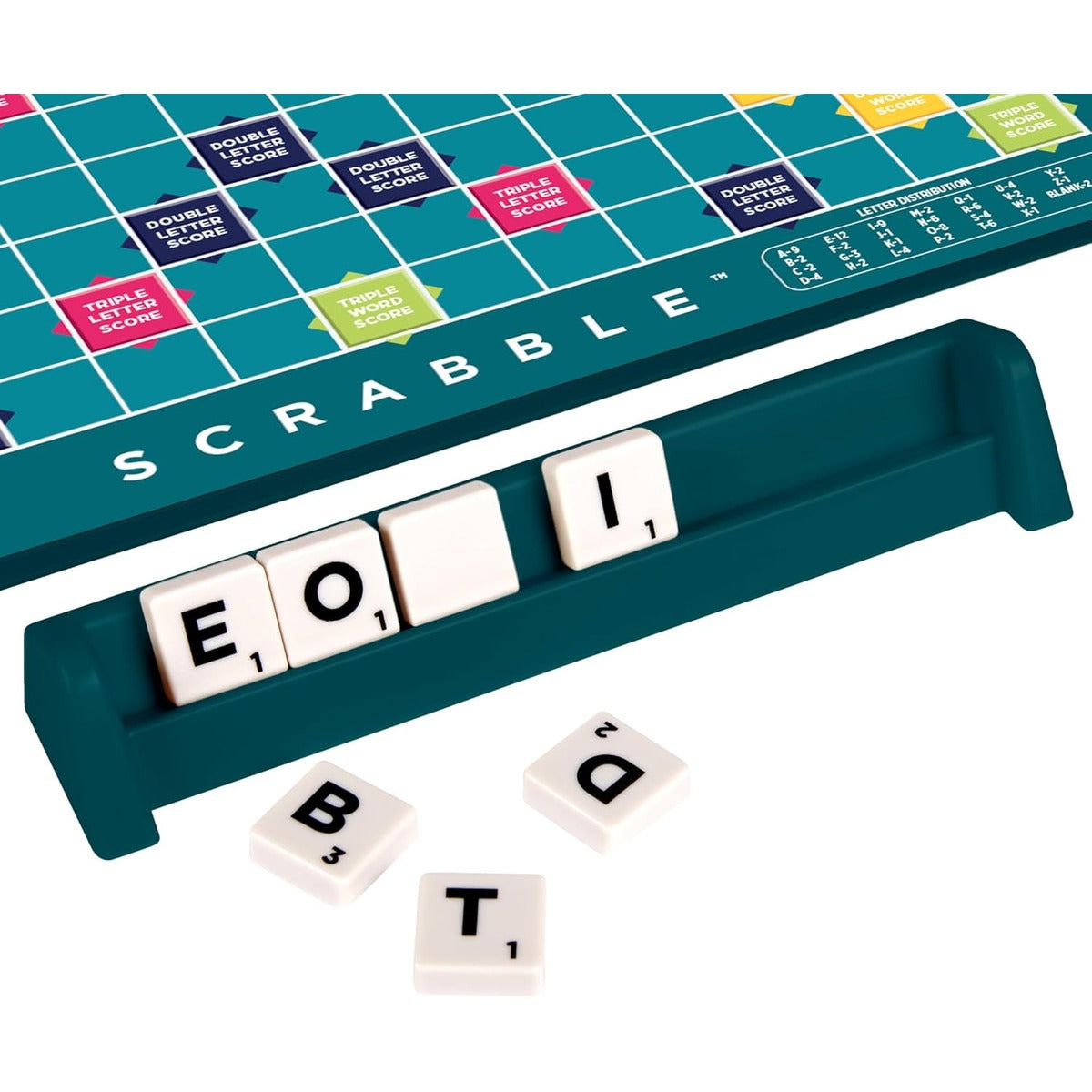 Scrabble Crossword - Classic Board Game - 120 Letter Tiles - 4 Racks - 1 Letter Bag - Instructions Included - for 2 to 4 Players - Gift for Kids 10+