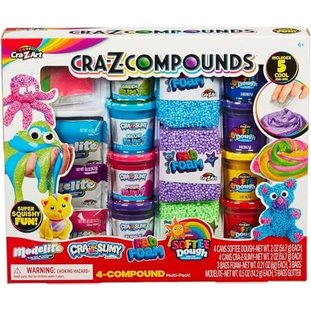 Cra-Z-Slimy 60066 Slime Compound Set Toy, 4 pack includes multiple unique compounds.