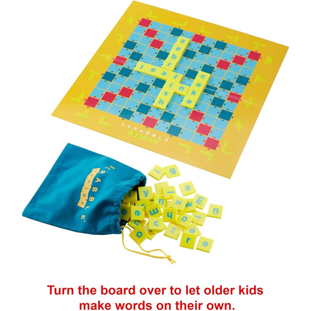 Mattel Games Scrabble Junior Kids Crossword Game with 2-Games-in-1