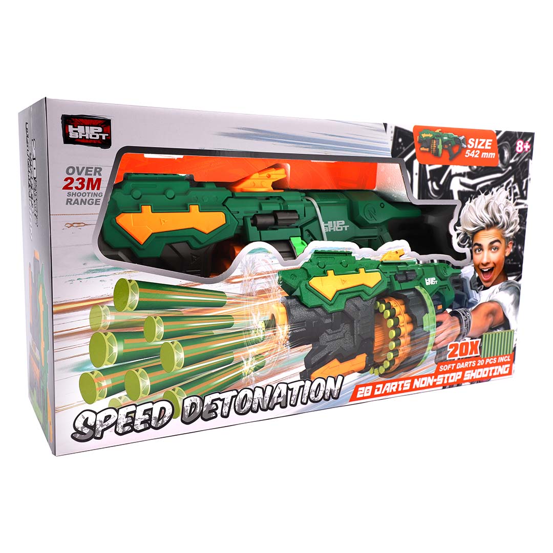Hip Shot Speed Detonation Blaster with 20 Darts Toy | Toy Triangle