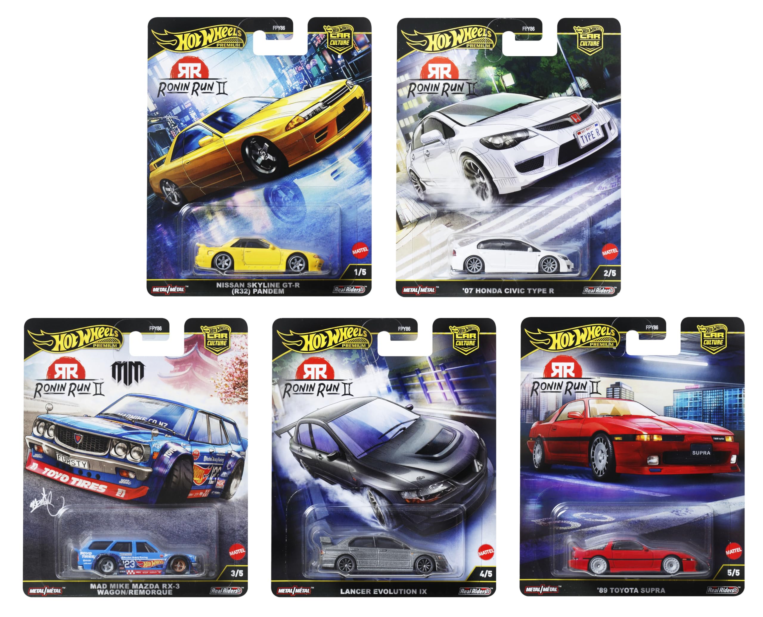 Hot Wheels Premium Car Culture 2025 Ronin Run II FPY86-961M Set of 5