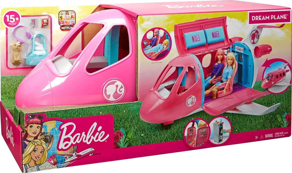 Barbie Dreamplane Airplane Toys Playset with 15+ Accessories Including Puppy, Snack Cart, Reclining Seats and More (Amazon Ex