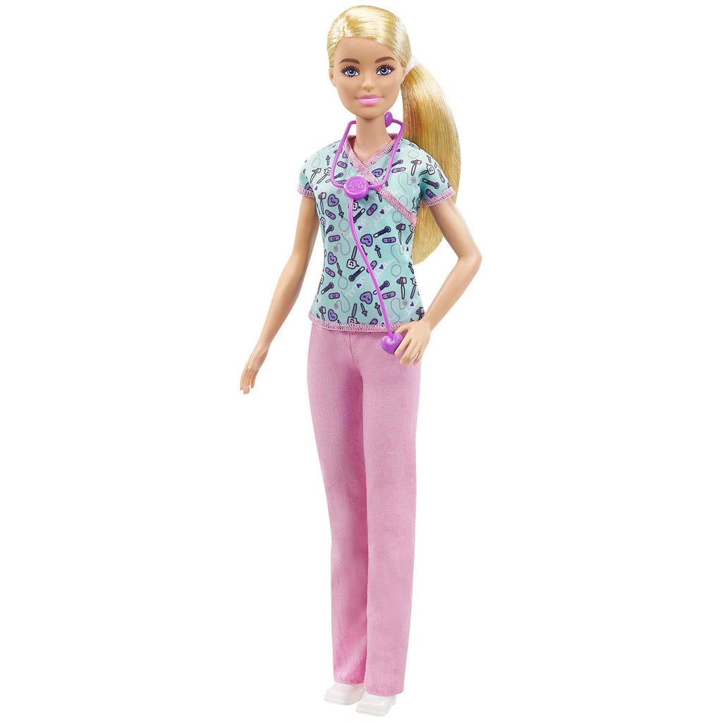 Barbie Nurse Blonde Doll (12-in/30.40-cm) with Scrubs Featuring a
