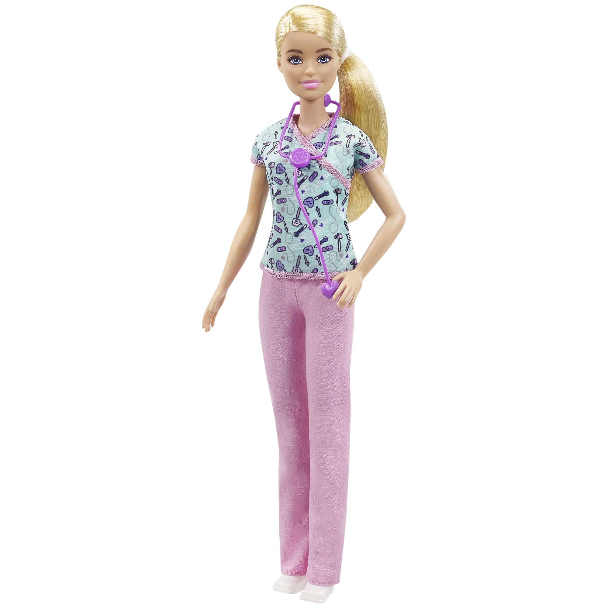 Barbie Nurse Blonde Doll (12-in/30.40-cm) with Scrubs Featuring a