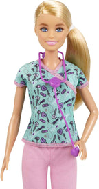 Barbie Nurse Blonde Doll (12-in/30.40-cm) with Scrubs Featuring a