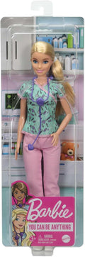 Barbie Nurse Blonde Doll (12-in/30.40-cm) with Scrubs Featuring a
