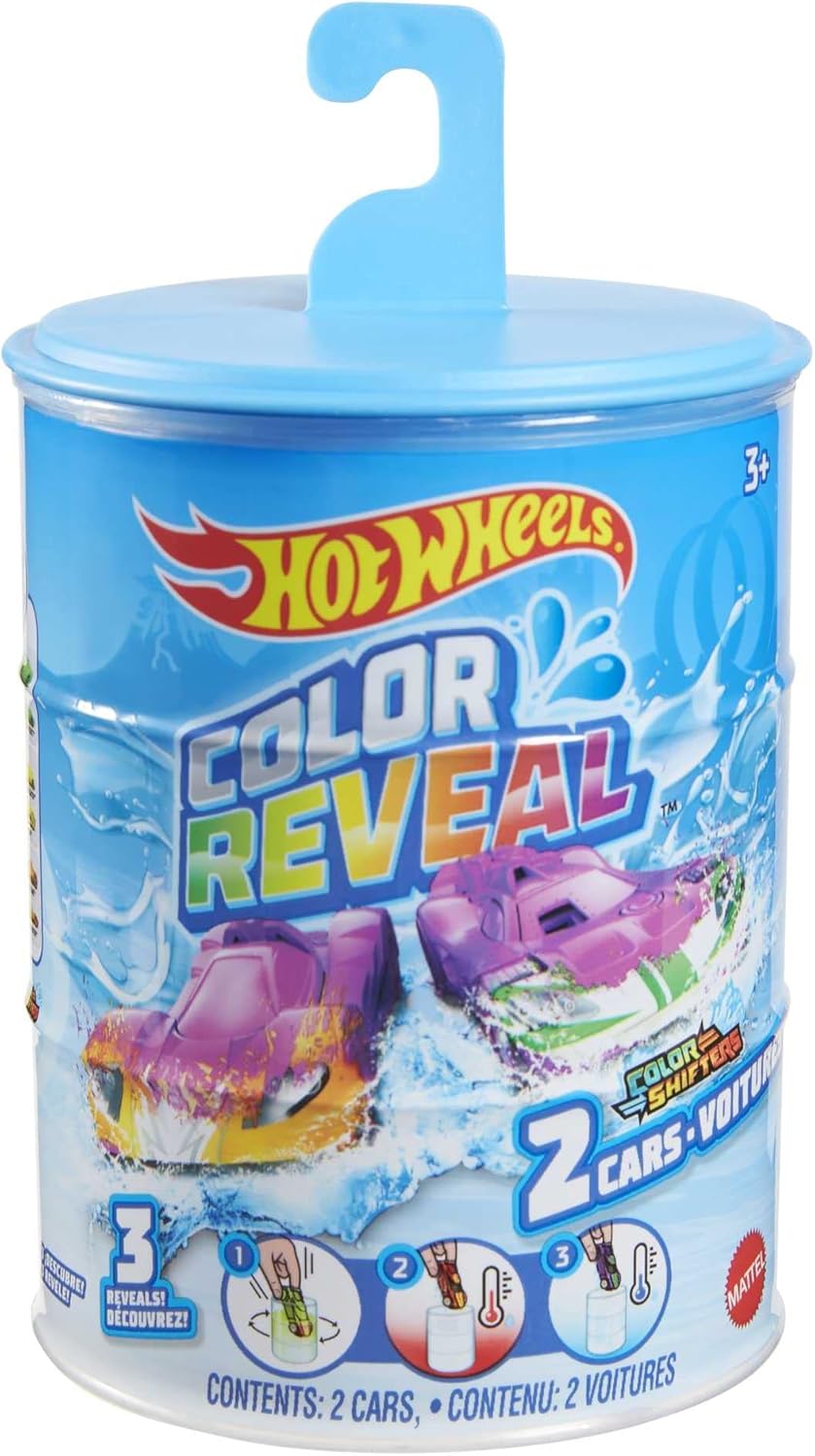 Hot Wheels Cars, Set of 2 Color Reveal Vehicles in 1:64 Scale with