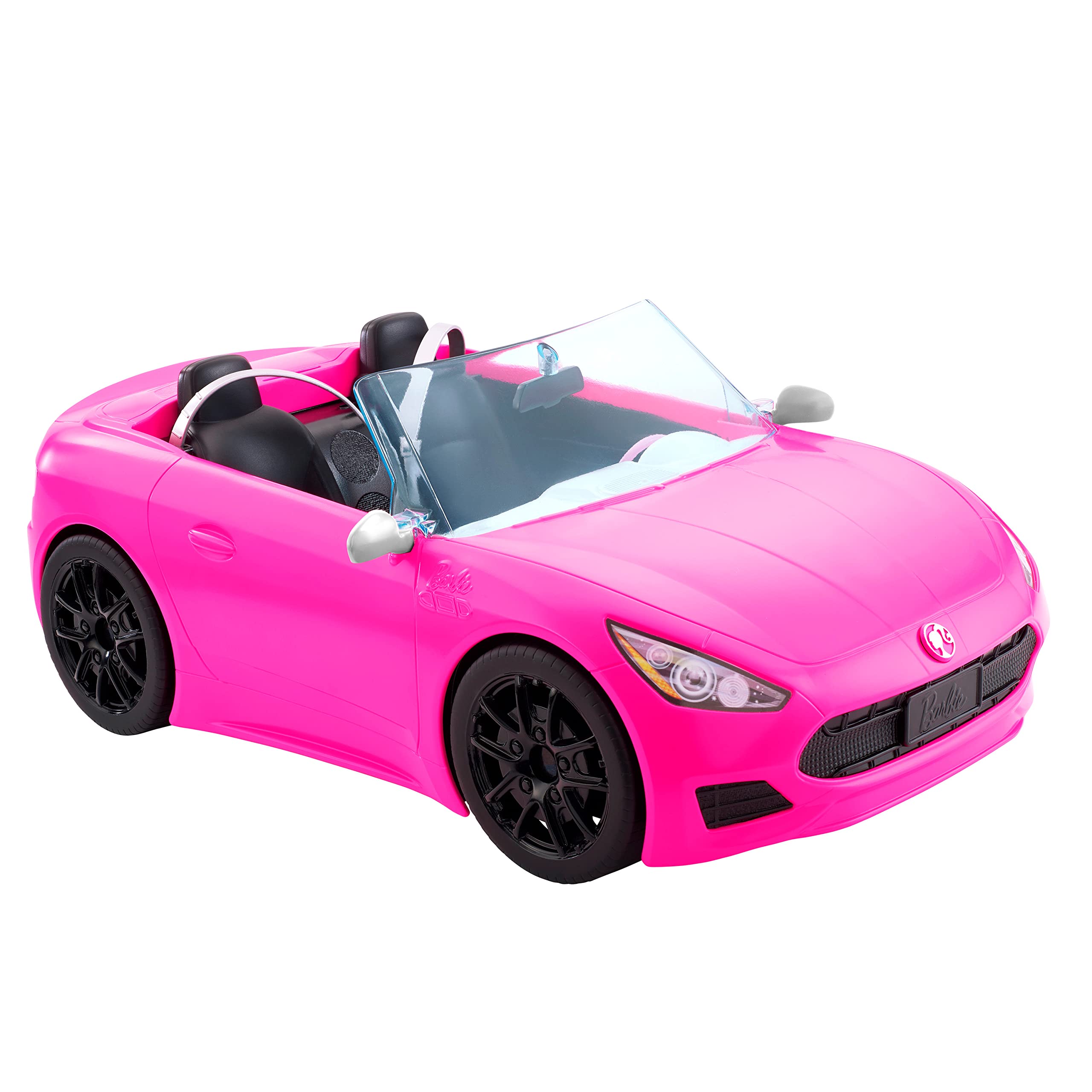 Barbie Convertible 2-Seater Vehicle, Pink Car with Rolling Wheels & Realistic Details, Gift for 3 to 7 Year Olds Single