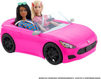 Barbie Convertible 2-Seater Vehicle, Pink Car with Rolling Wheels & Realistic Details, Gift for 3 to 7 Year Olds Single