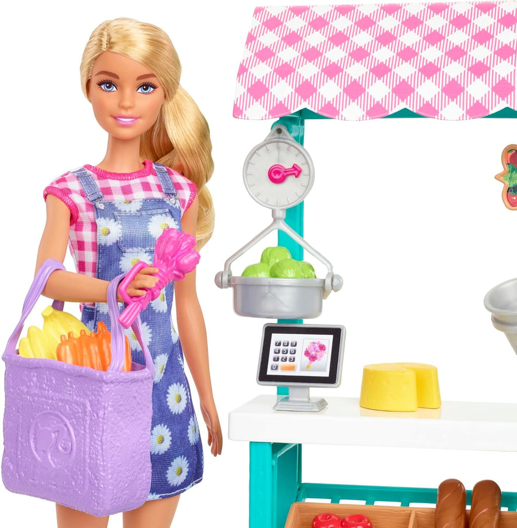 Barbie Careers Playset, Farmers Market Set with Blonde Fashion Doll, Furniture & Accessories Blonde Multicolor