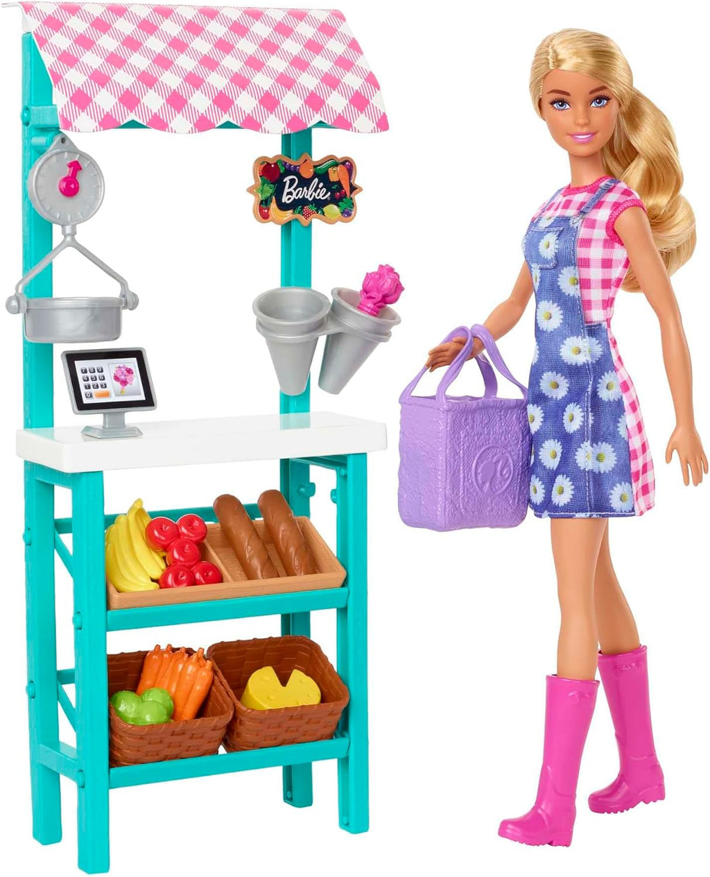 Barbie Careers Playset, Farmers Market Set with Blonde Fashion Doll, Furniture & Accessories Blonde Multicolor