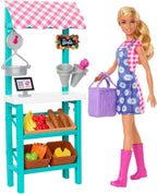 Barbie Careers Playset, Farmers Market Set with Blonde Fashion Doll, Furniture & Accessories Blonde Multicolor