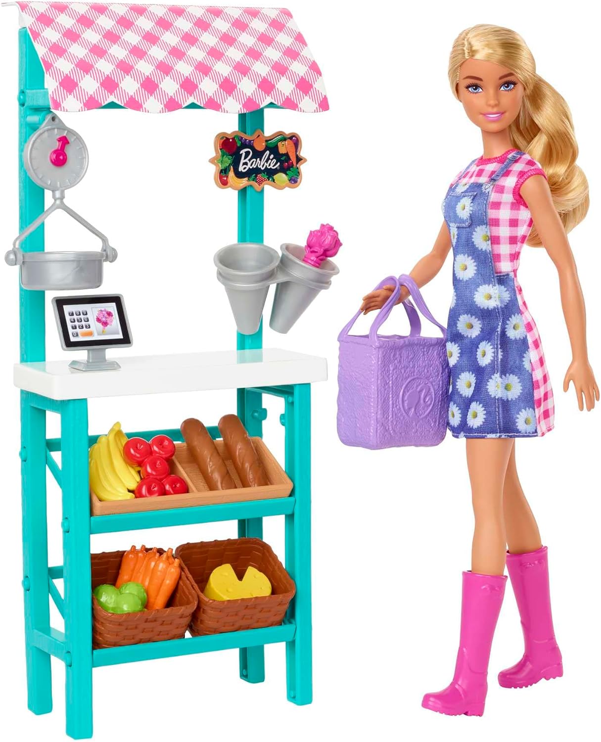 Barbie Careers Playset, Farmers Market Set with Blonde Fashion Doll, Furniture & Accessories Blonde Multicolor