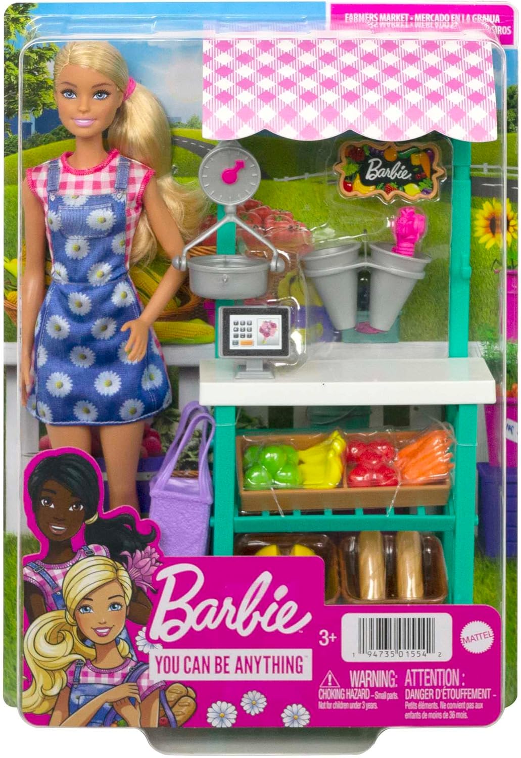 Barbie Careers Playset, Farmers Market Set with Blonde Fashion Doll, Furniture & Accessories Blonde Multicolor