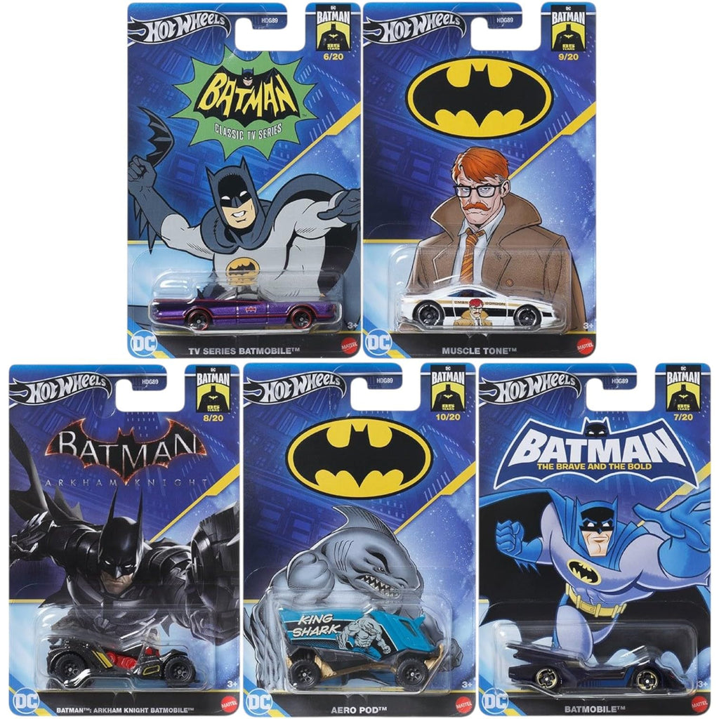 Hot Wheels Batman Die-Cast Car Bundle, 5-Pack