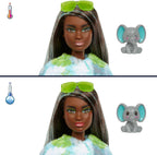 Barbie Cutie Reveal Fashion Doll, Jungle Series Elephant Plush Costume, 10 Surprises Including Mini Pet & Color Change