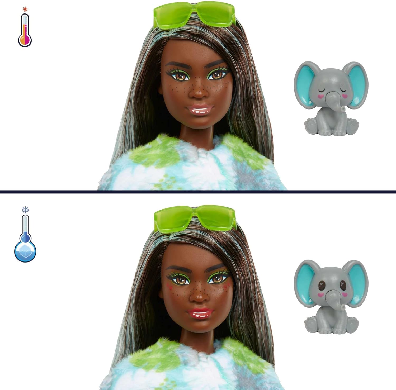 Barbie Cutie Reveal Fashion Doll, Jungle Series Elephant Plush Costume, 10 Surprises Including Mini Pet & Color Change