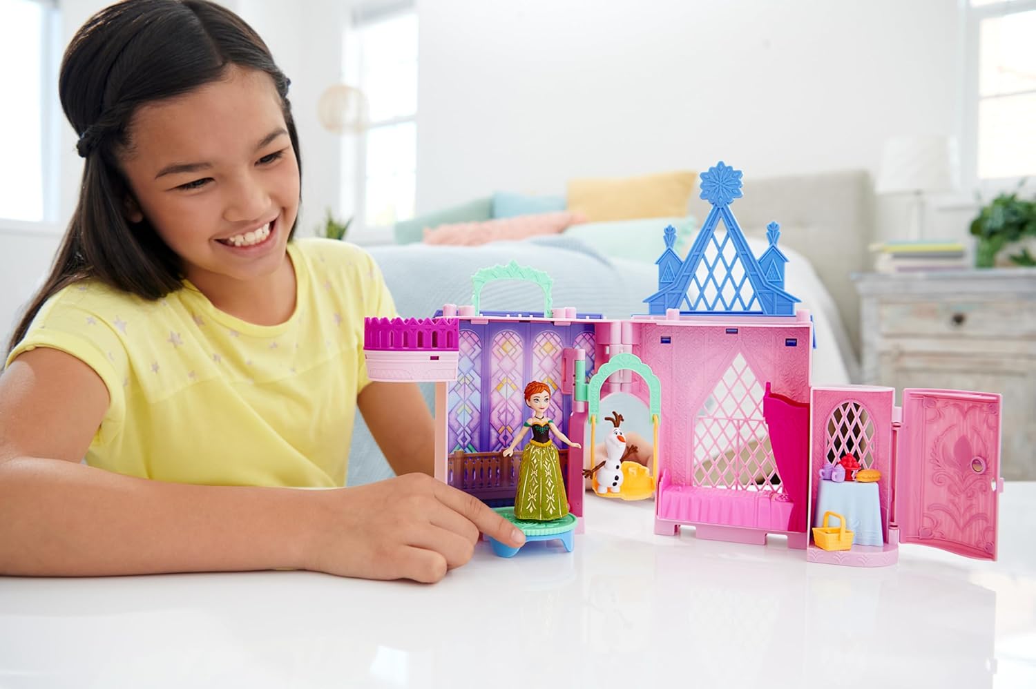 Mattel Disney Frozen Toys, Anna Doll House Stackable Castle with Small Doll