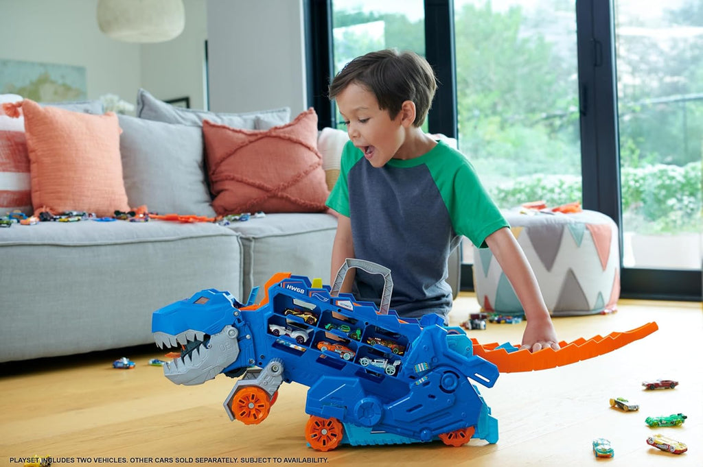 Hot Wheels City Toy Car Track Set, Ultimate T-Rex Transporter