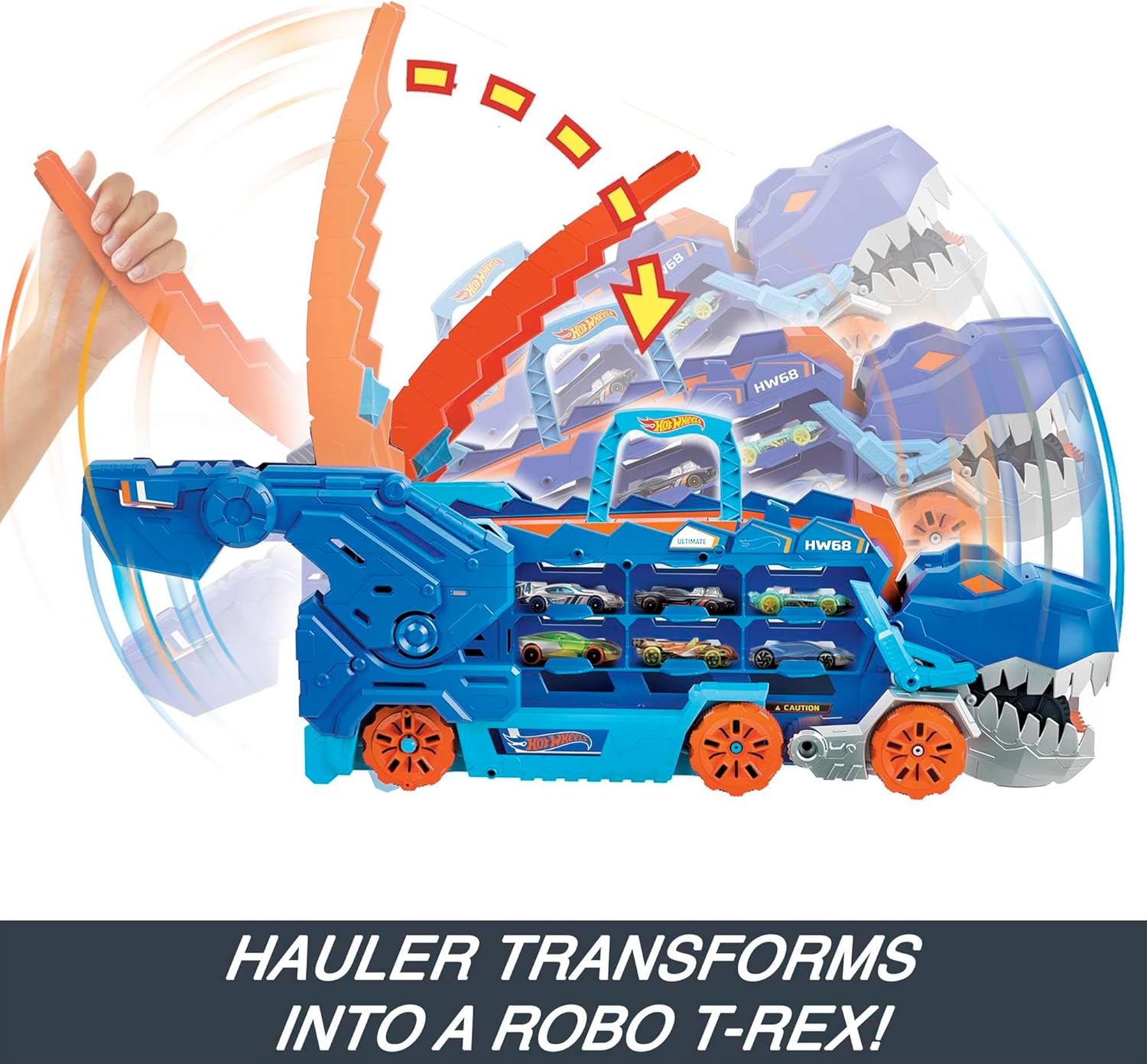 Hot Wheels City Toy Car Track Set, Ultimate T-Rex Transporter