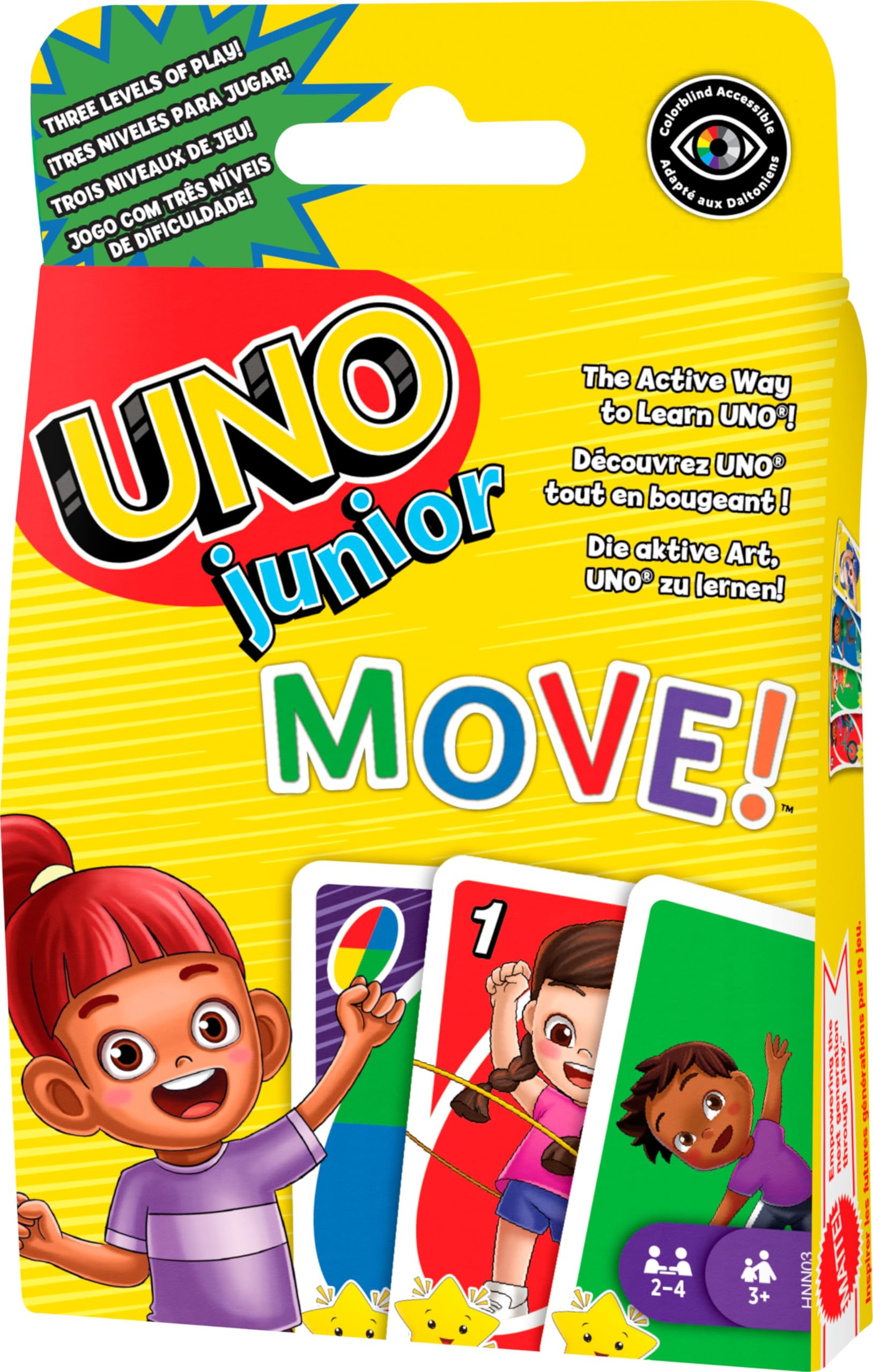 Mattel Games UNO Junior Move Kids Card Game with Action Rules for