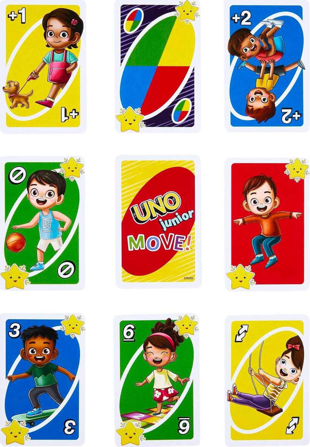 Mattel Games UNO Junior Move Kids Card Game with Action Rules for