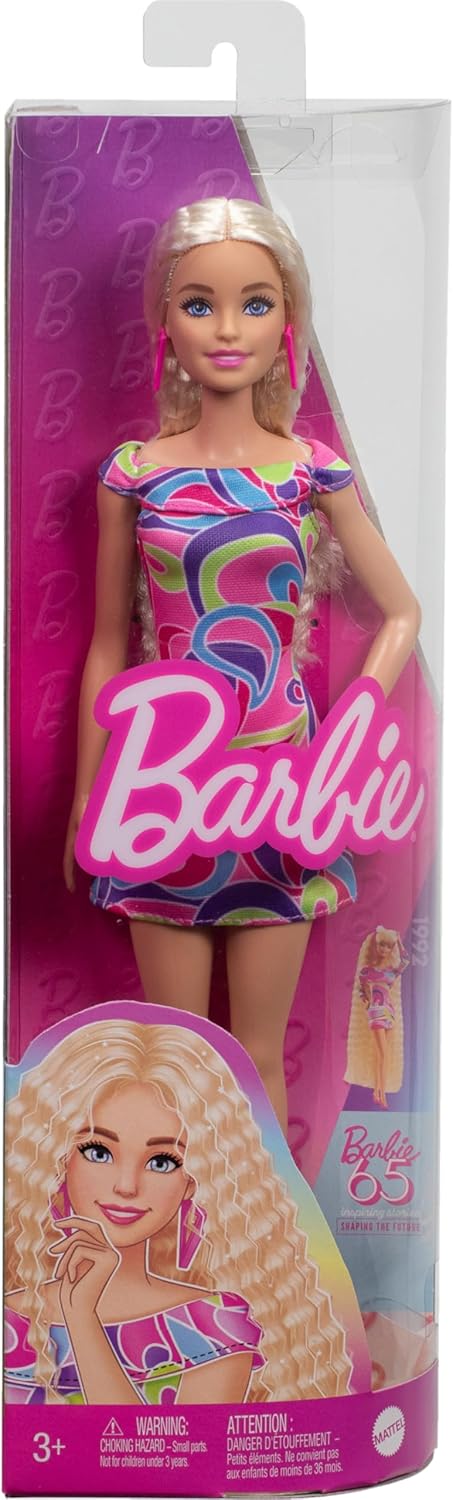 Barbie Fashionistas Doll #223 with Blonde Wavy Hair, Totally Hair-Inspired Dress & Accessories, 65th Anniversary Collectible 