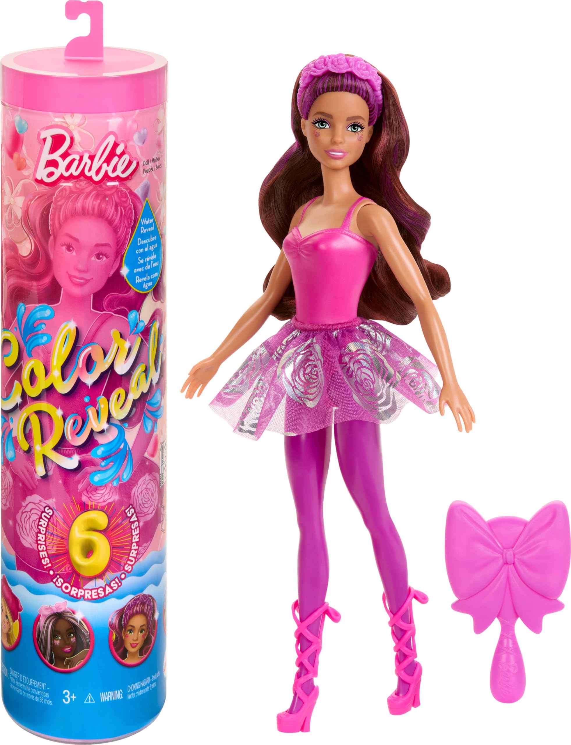 Barbie Color Reveal Doll & Accessories, Ballerina Series, 6 Unboxing Surprises Include Color Change, Inspired by Balletcore (