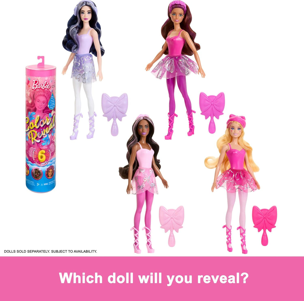 Barbie Color Reveal Doll & Accessories, Ballerina Series, 6 Unboxing Surprises Include Color Change, Inspired by Balletcore (