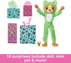 Barbie Cutie Reveal Doll & Accessories with Animal Costume & 10 Surprises Including Color Change, Puppy as Frog in Costume-Th