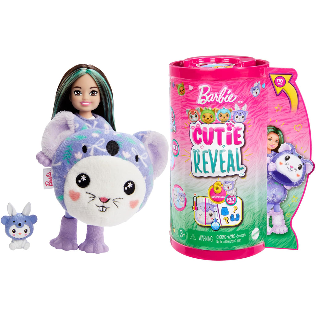 Barbie Cutie Reveal Chelsea Doll & Accessories, Animal Plush Costume & 6 Surprises Including Color Change, Bunny as Koala Bun