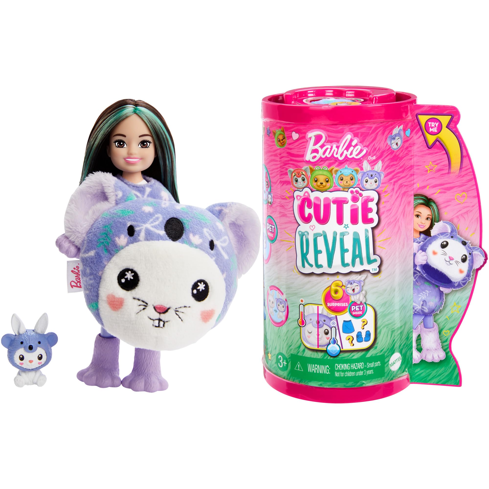 Barbie Cutie Reveal Chelsea Doll & Accessories, Animal Plush Costume & 6 Surprises Including Color Change, Bunny as Koala Bun