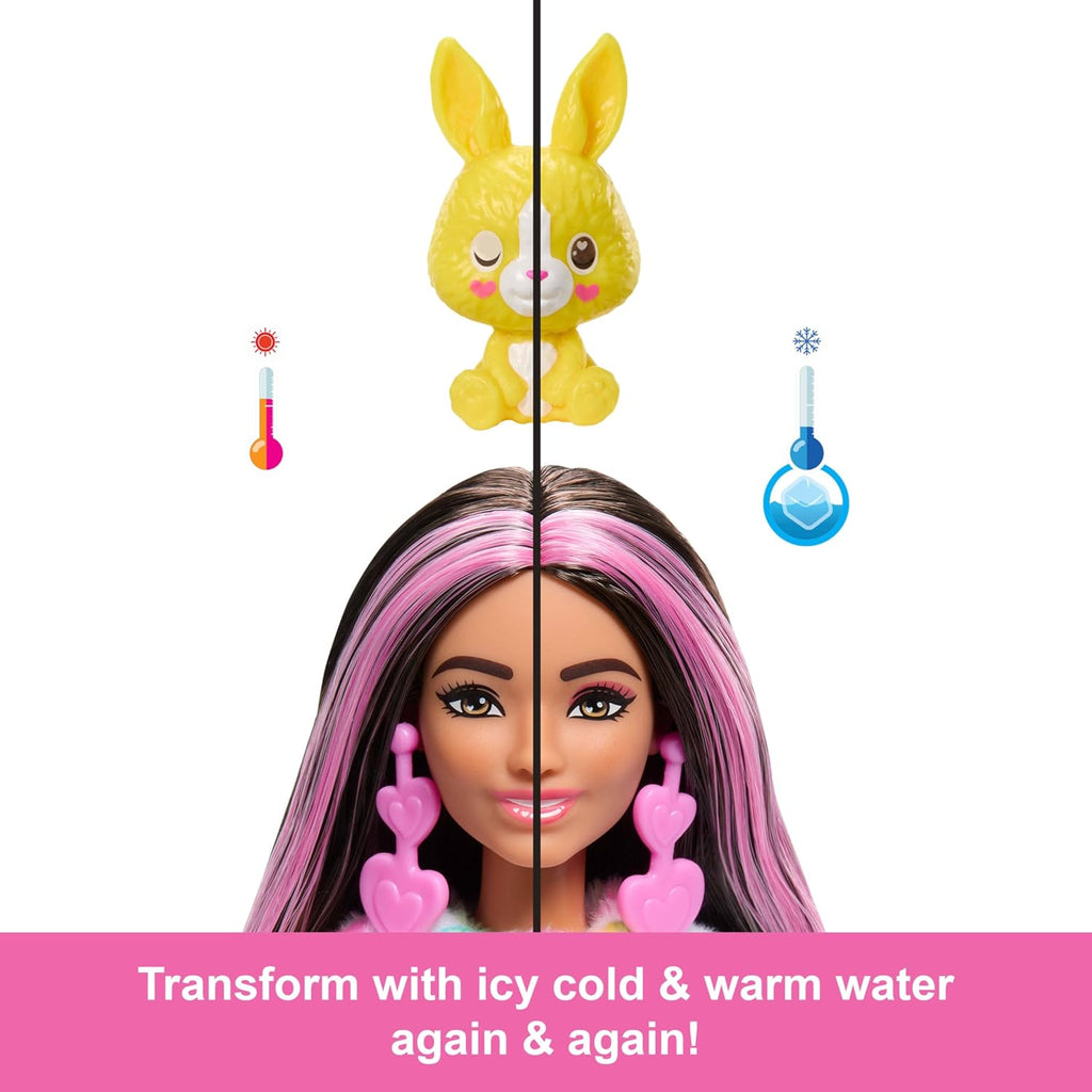 Barbie Cutie Reveal Doll & Accessories, Color Dream Series, Tie-Dyed Bunny Costume & 10 Surprises Including Color Change Tie 