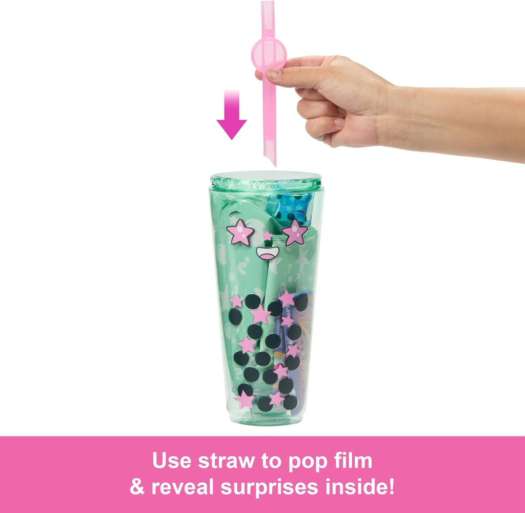 Barbie Pop Reveal Bubble Tea Series Doll & Accessories with Pet, 8 Surprises Include Color Change, Cup with Storage (Styles M