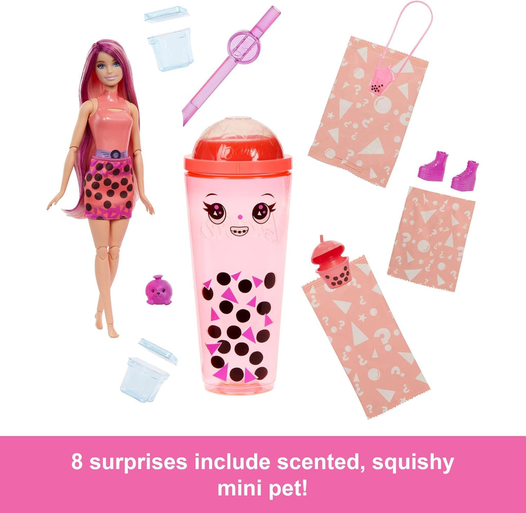 Barbie Pop Reveal Bubble Tea Series Doll & Accessories with Pet, 8 Surprises Include Color Change, Cup with Storage (Styles M
