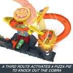 Hot Wheels City Toy Car Track Set, Pizza Slam Cobra Attack Playset