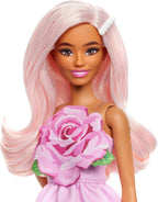 Barbie Fashionistas Doll #238 with Pastel Pink Hair Wearing Strapless Dress with Rose Bodice, Pearly Barrette Accessory and S