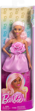 Barbie Fashionistas Doll #238 with Pastel Pink Hair Wearing Strapless Dress with Rose Bodice, Pearly Barrette Accessory and S