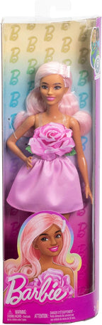 Barbie Fashionistas Doll #238 with Pastel Pink Hair Wearing Strapless Dress with Rose Bodice, Pearly Barrette Accessory and S