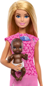 Barbie Baby Doctor Playset with Blonde Fashion Doll Wearing Pink Scrubs, Baby Doll, Furniture & Accessories Multicolor