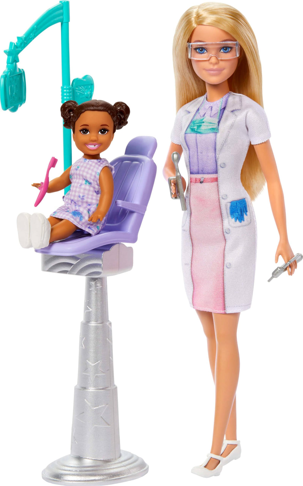 Barbie Dentist with Blonde Fashion Doll with Blue Dress and Lab Coat, 1 Kid Doll, Medical Doctor Furniture & Accessories Blon