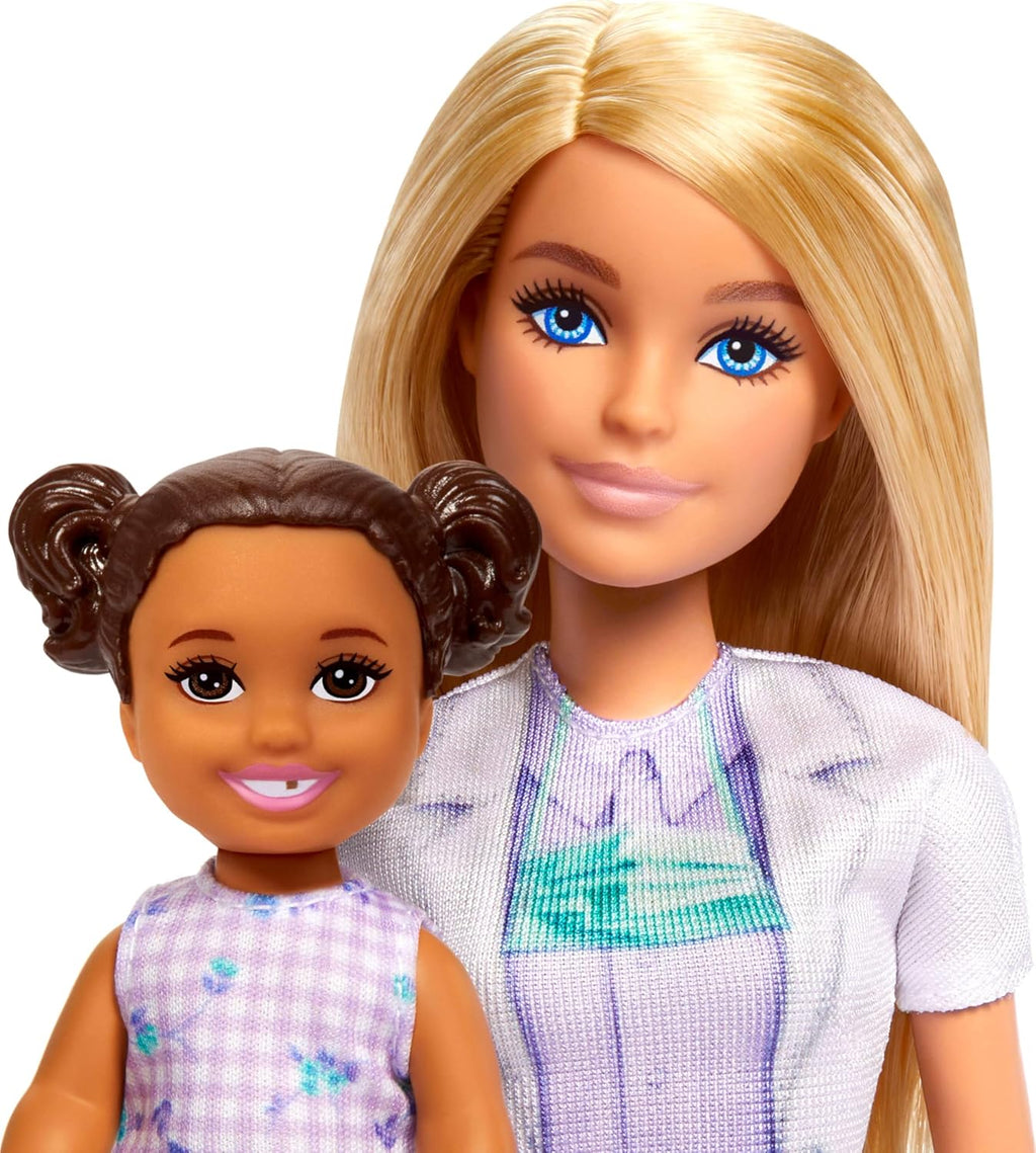 Barbie Dentist with Blonde Fashion Doll with Blue Dress and Lab Coat, 1 Kid Doll, Medical Doctor Furniture & Accessories Blon