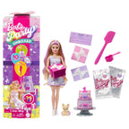 Barbie Party Unboxed Doll & Accessories, Pet Birthday Series Birthday Bows Set with 10 Surprises Including Color Change & Cak
