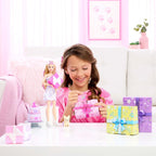 Barbie Party Unboxed Doll & Accessories, Pet Birthday Series Birthday Bows Set with 10 Surprises Including Color Change & Cak